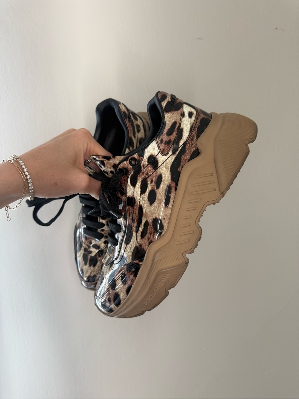 Dolce & Gabbana Daymaster Leopard Print Leather Platform Sneakers